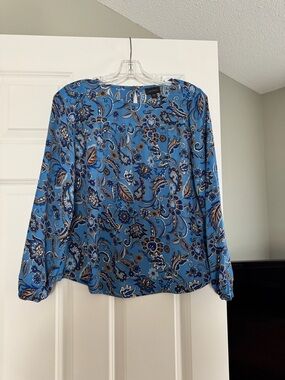 J. Jill Sky Blue Paisley Floral Long-Sleeve Blouse
